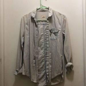 Button down light denim hollister shirt